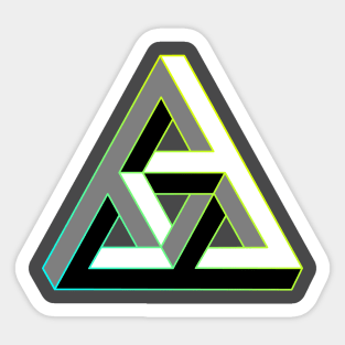 Even more impossible triangle with cyan to yellow gradient edge Sticker
